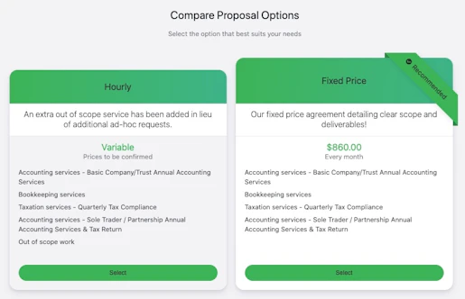 Use proposal options to empower your clients to choose what works…